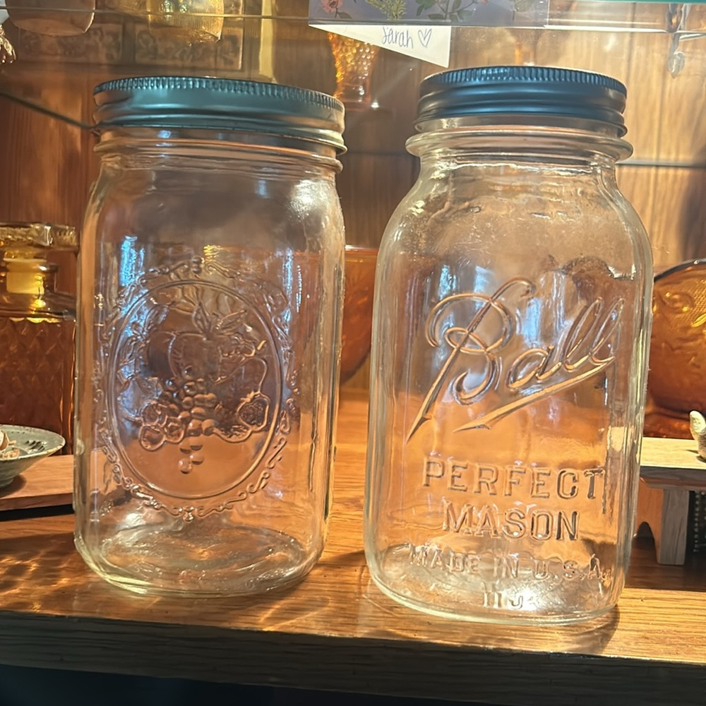 Two Vintage Mason Jars